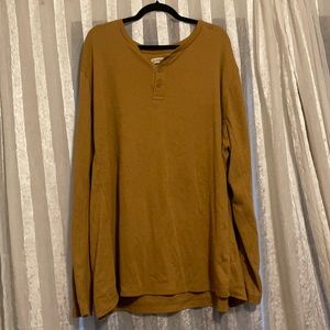 Magellan mustard yellow waffle knit long sleeve Henley